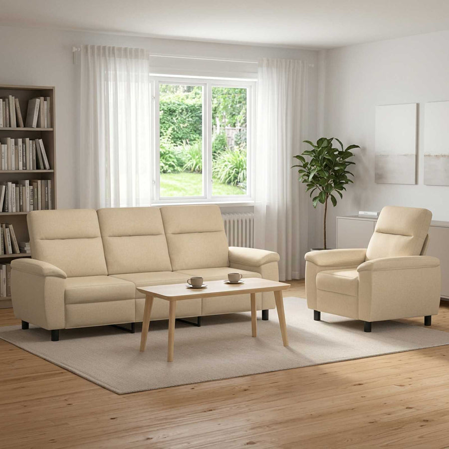 Bankstel 2 pcs Crèmekleurig Stof