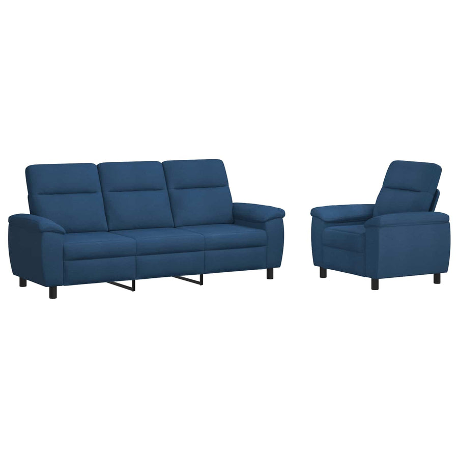 Bankstel 2 pcs Blauw Stof