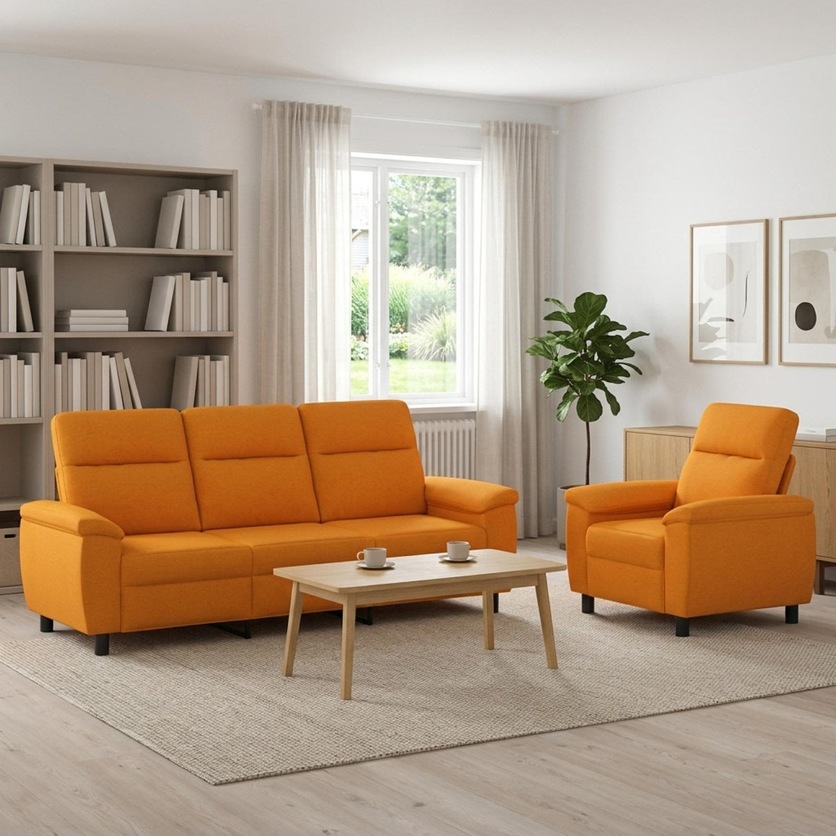 Bankstel 2 pcs Donkergeel Stof