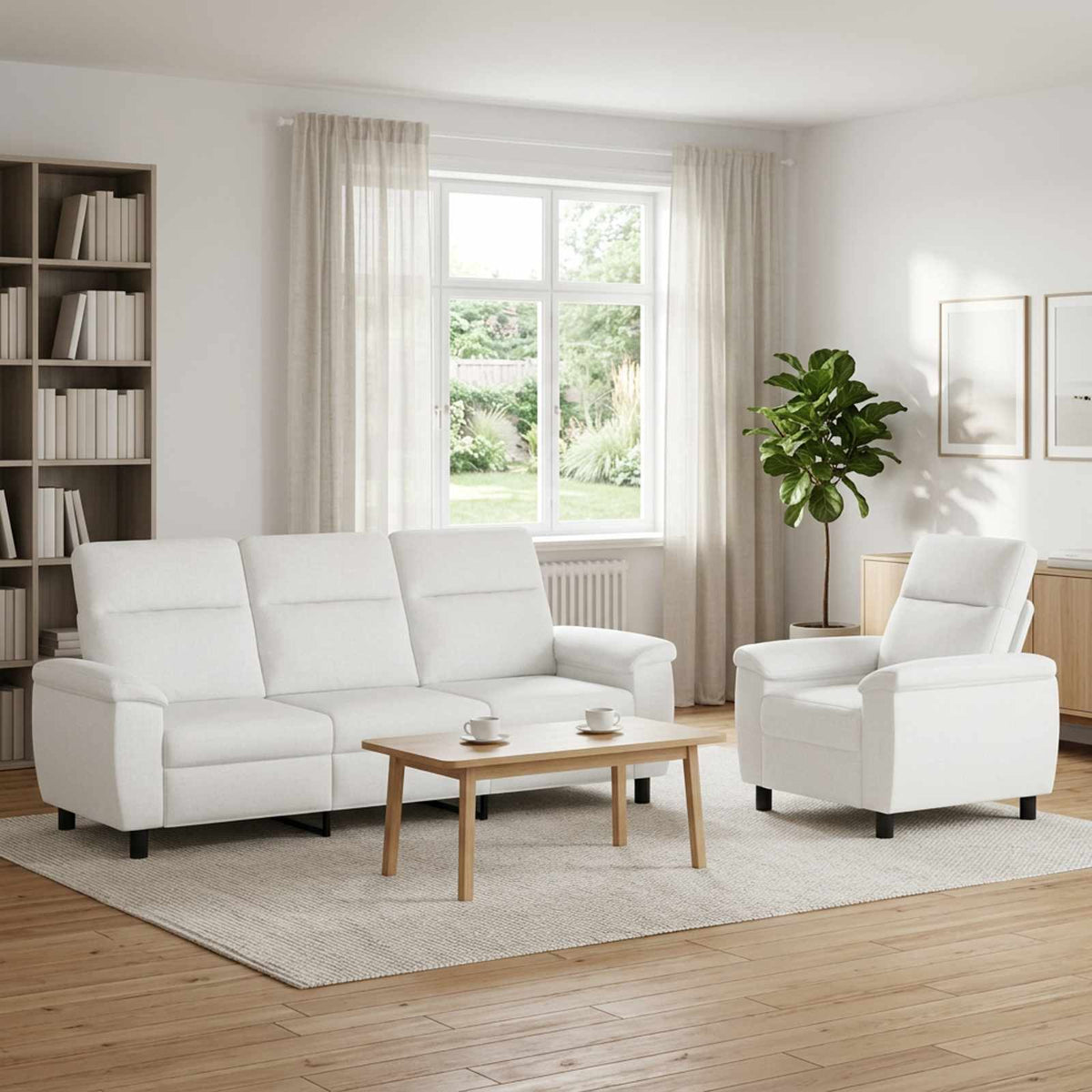 Bankstel 2 pcs Wit Stof