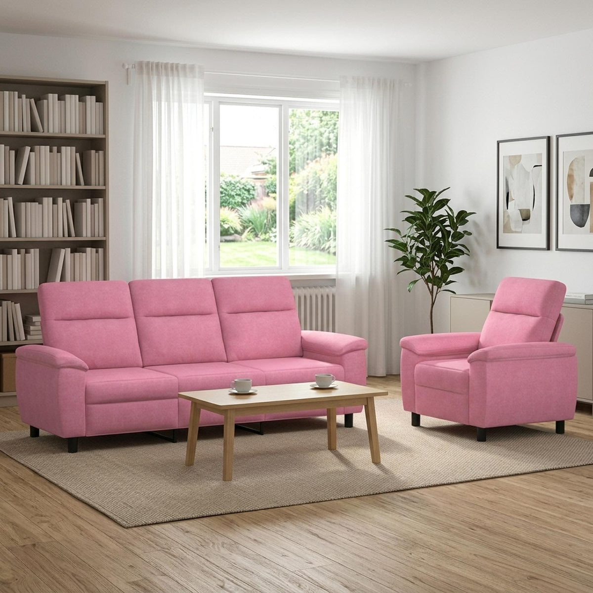 Bankstel 2 pcs Roze Stof