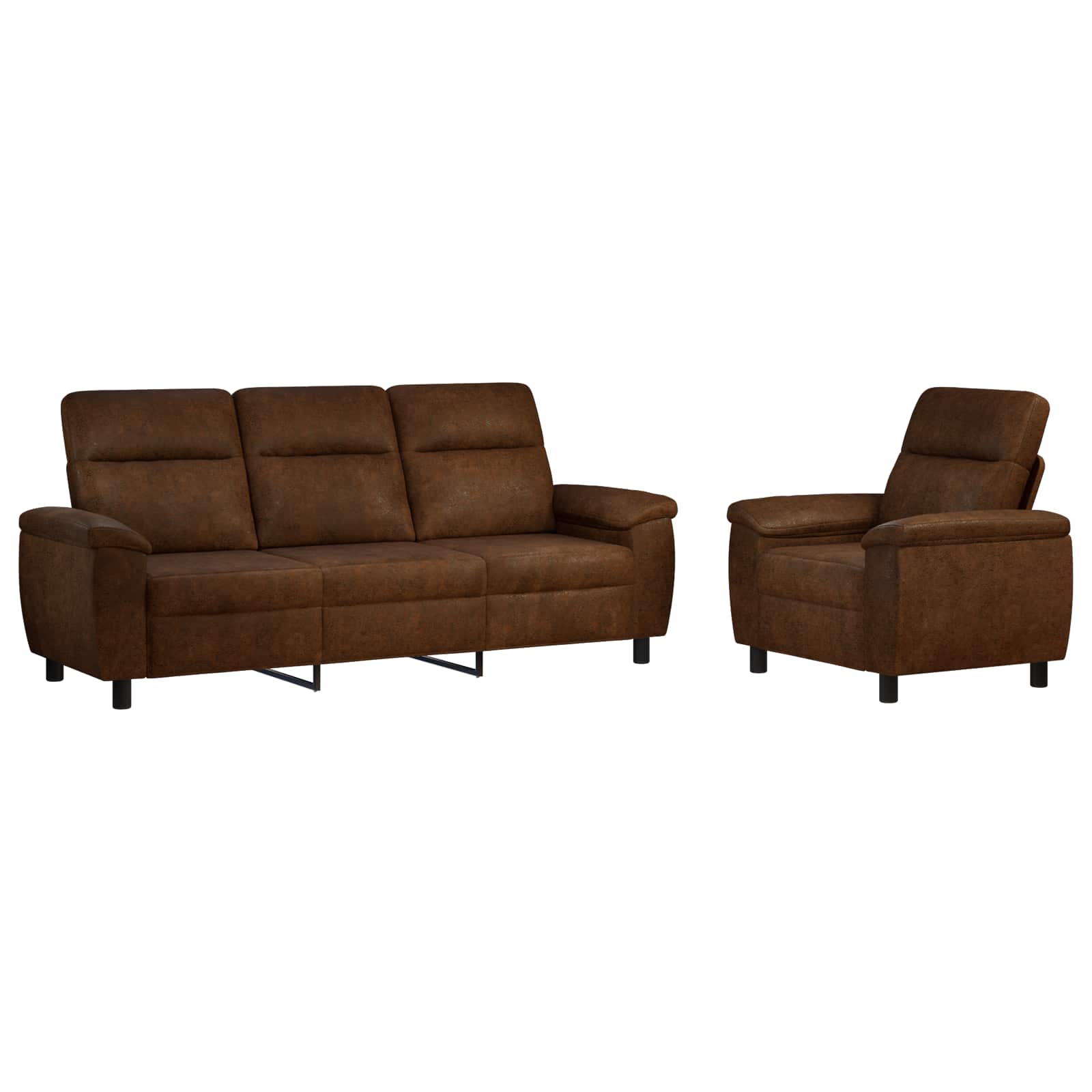 Bankstel 2 st Bruin Nep Suede Leer