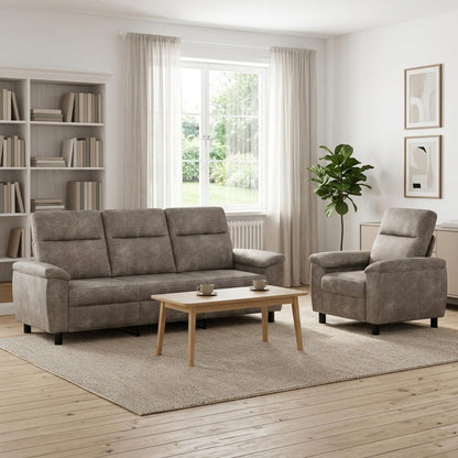 Bankstel 2 pcs Lichtgrijs Nep Suede Leer