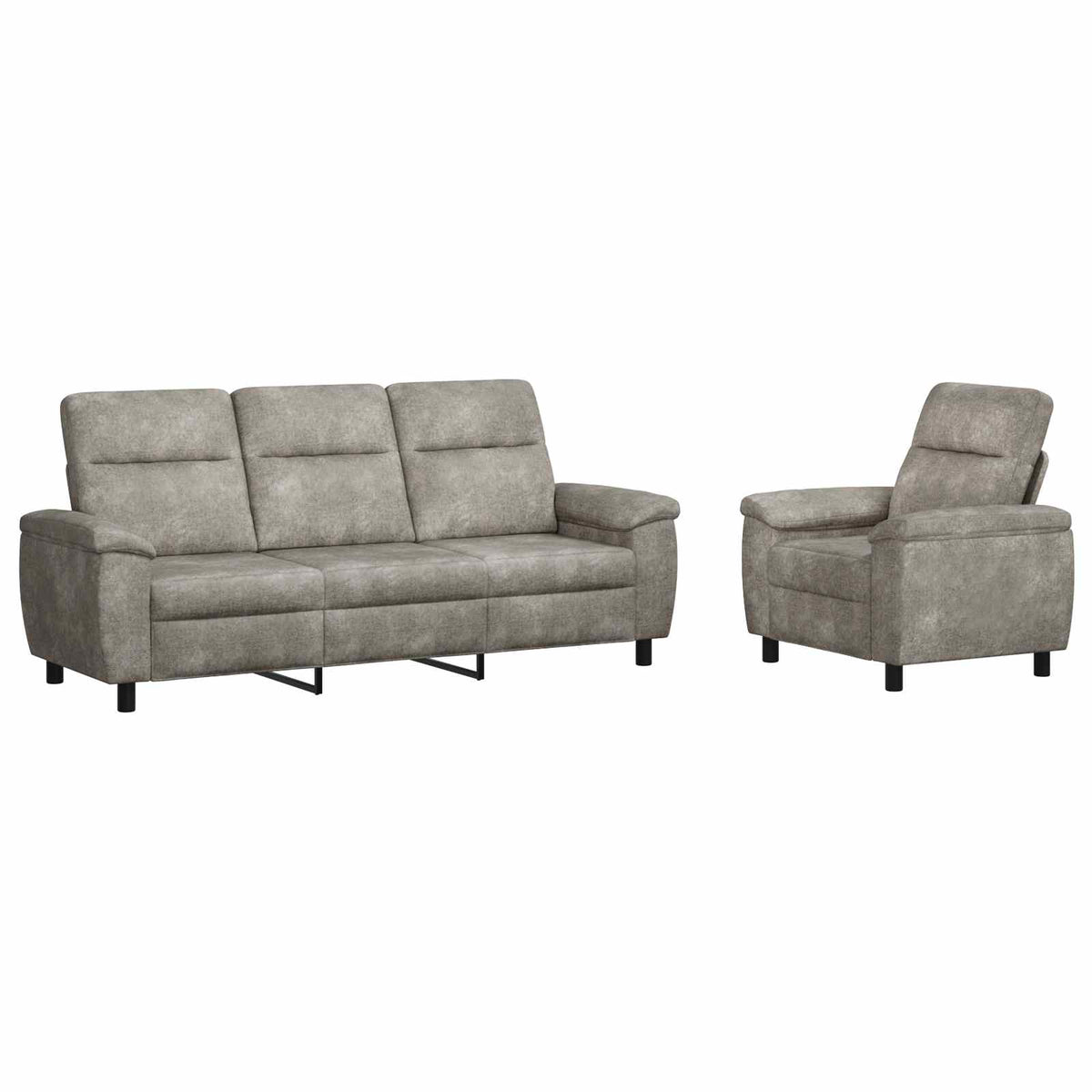 Bankstel 2 pcs Lichtgrijs Nep Suede Leer