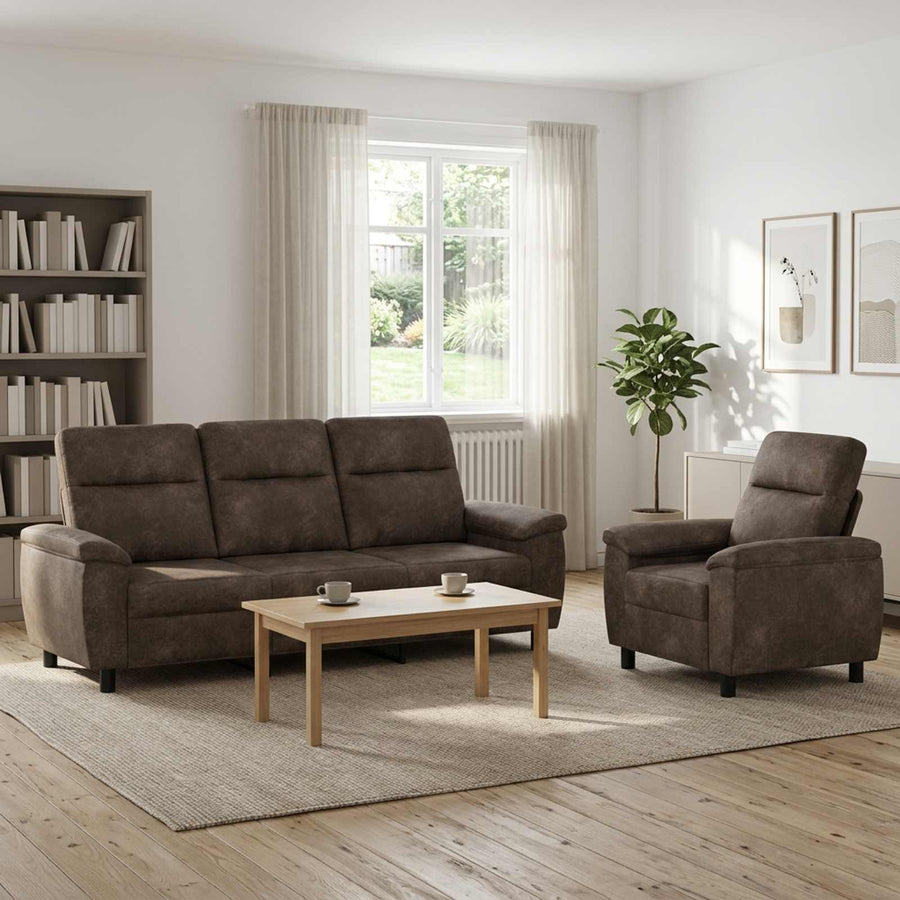 Bankstel 2 pcs Donkergrijs Nep Suede Leer