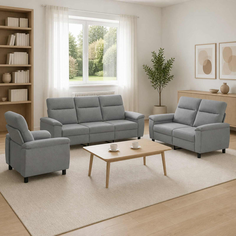 Bankstel 3 pcs Lichtgrijs Stof