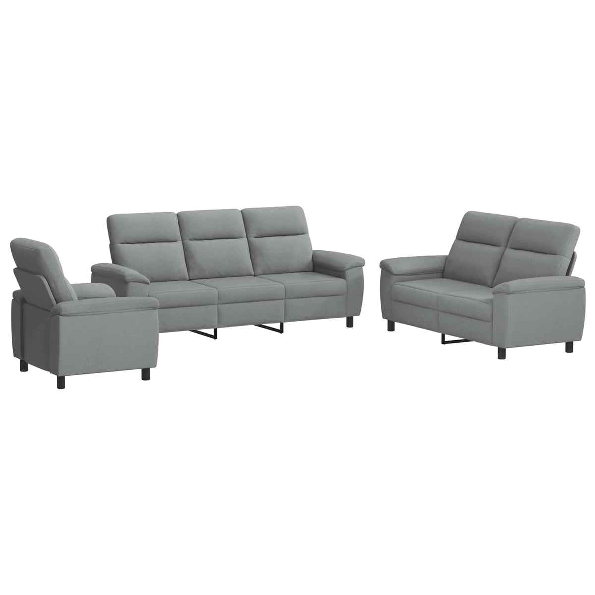 Bankstel 3 pcs Lichtgrijs Stof