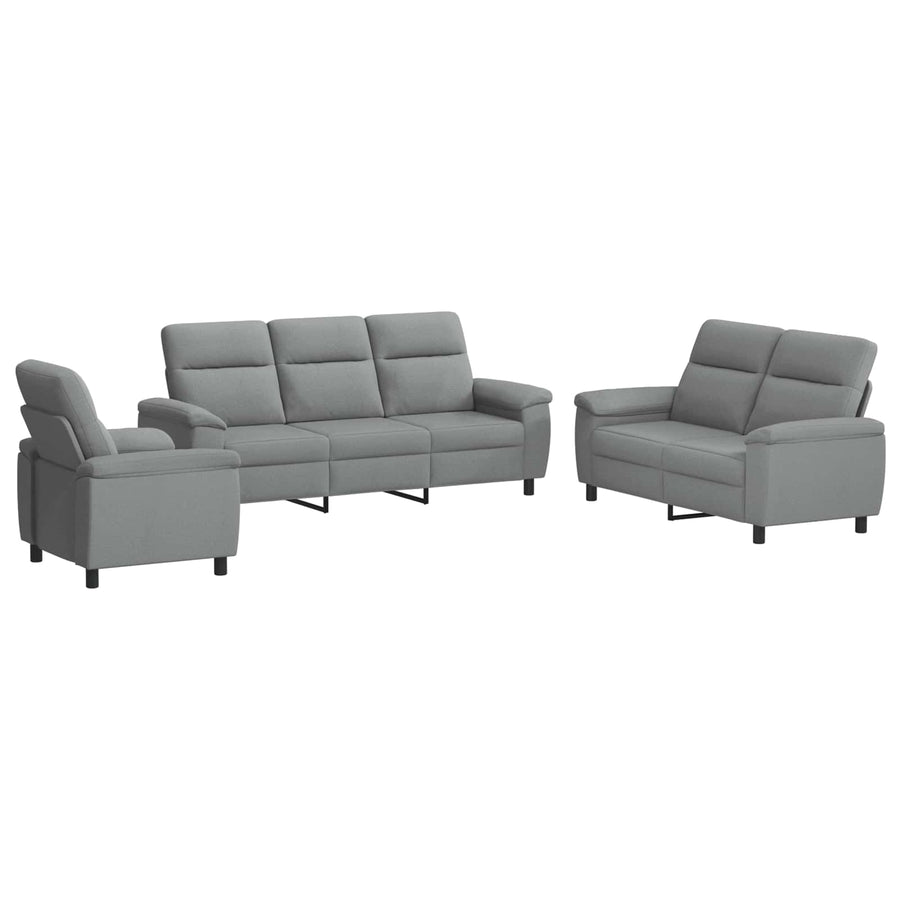 Bankstel 3 pcs Lichtgrijs Stof