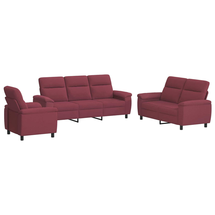 Bankstel 3 pcs Wijnrood Stof
