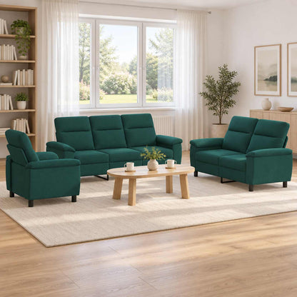 Bankstel 3 pcs Donkergroen Stof