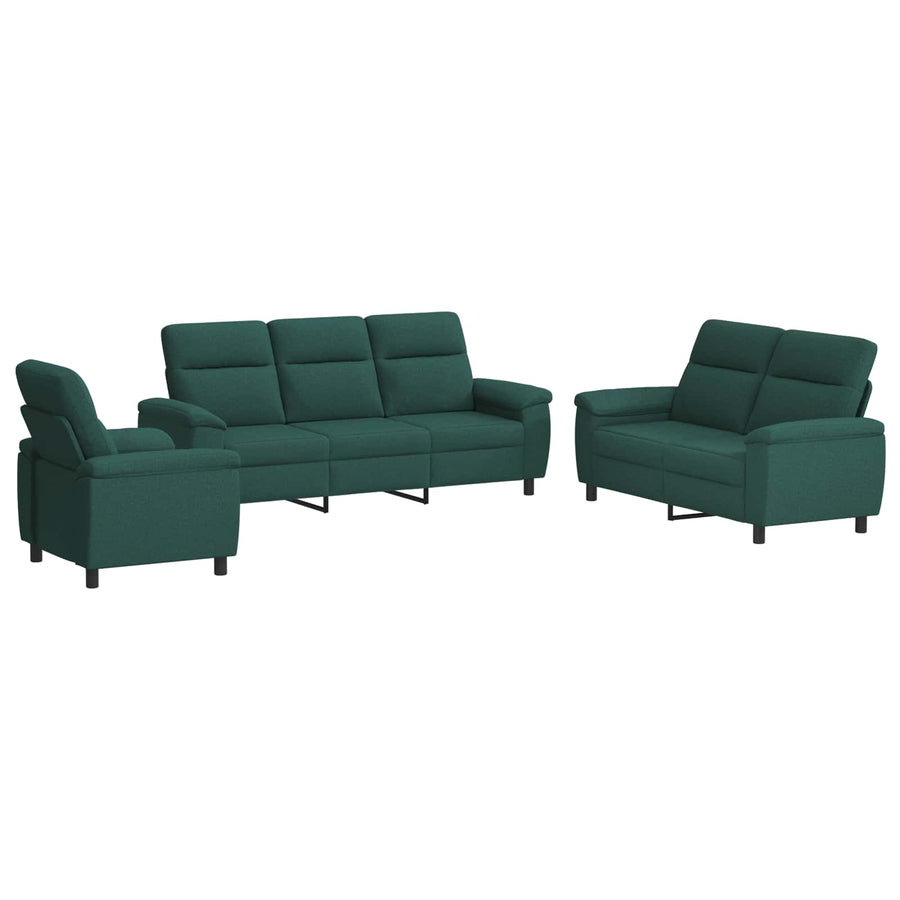Bankstel 3 pcs Donkergroen Stof