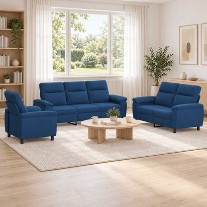 Bankstel 3 pcs Blauw Stof