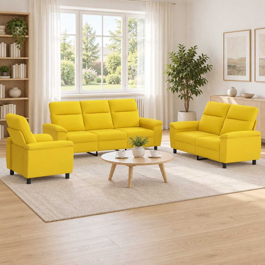 Bankstel 3 pcs Lichtgeel Stof