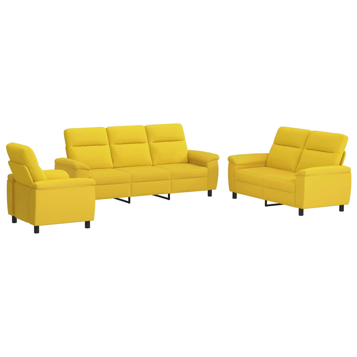 Bankstel 3 pcs Lichtgeel Stof