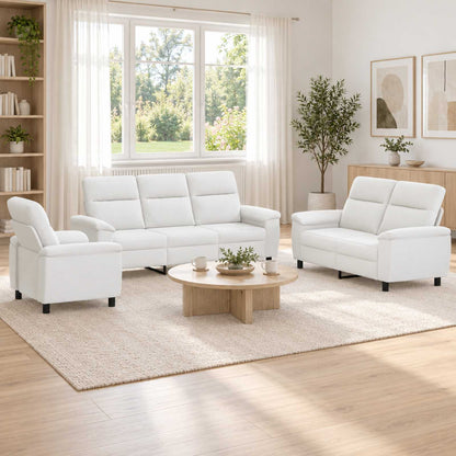 Bankstel 3 pcs Wit Stof
