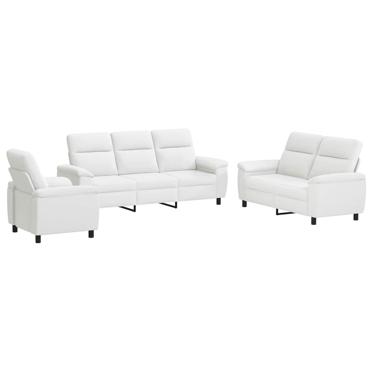 Bankstel 3 pcs Wit Stof