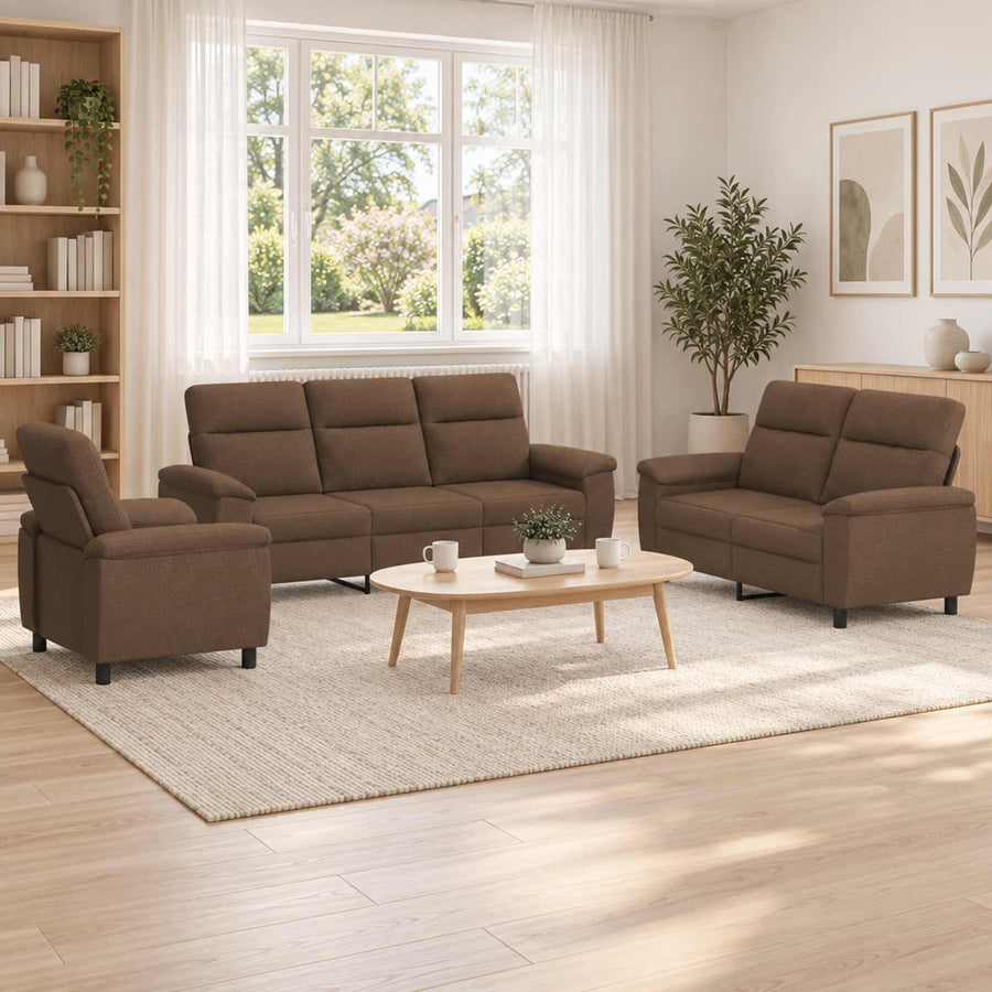 Bankstel 3 pcs Bruin Stof