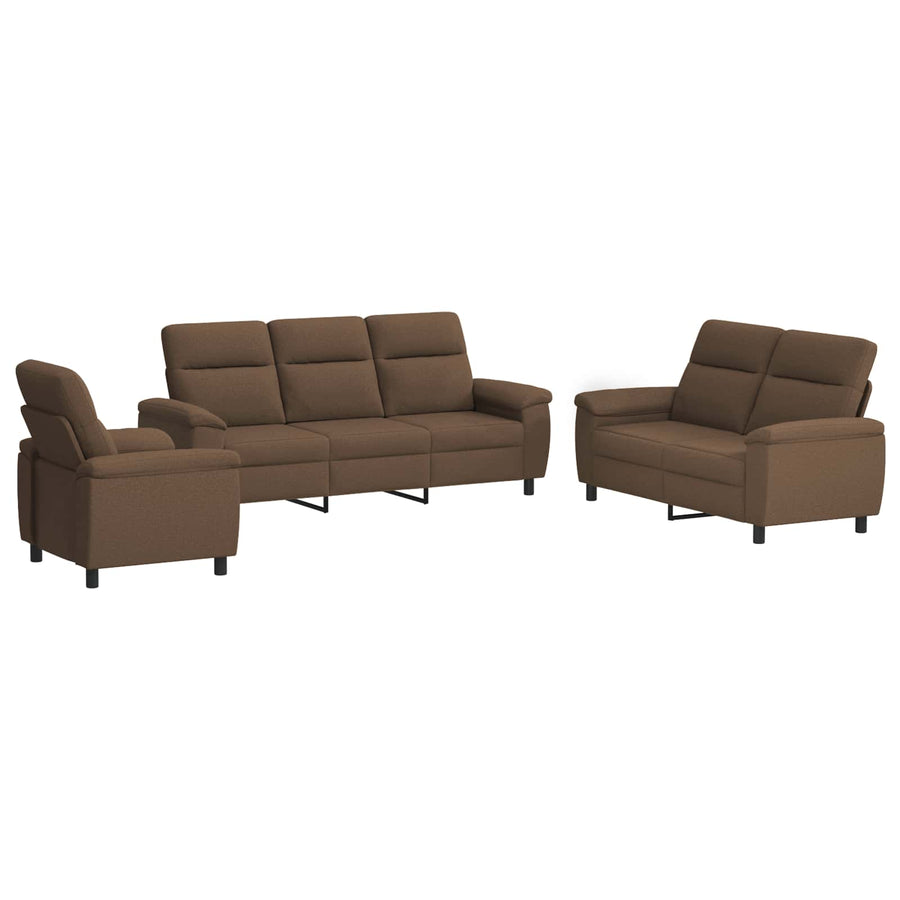 Bankstel 3 pcs Bruin Stof