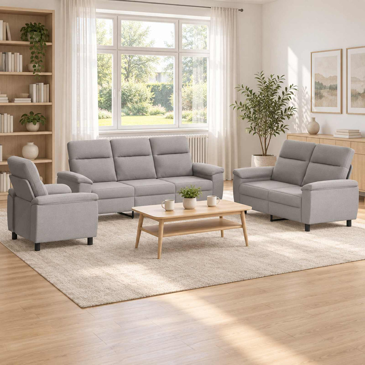 Bankstel 3 pcs Wolkengrijs Stof