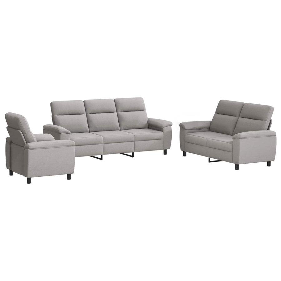 Bankstel 3 pcs Wolkengrijs Stof