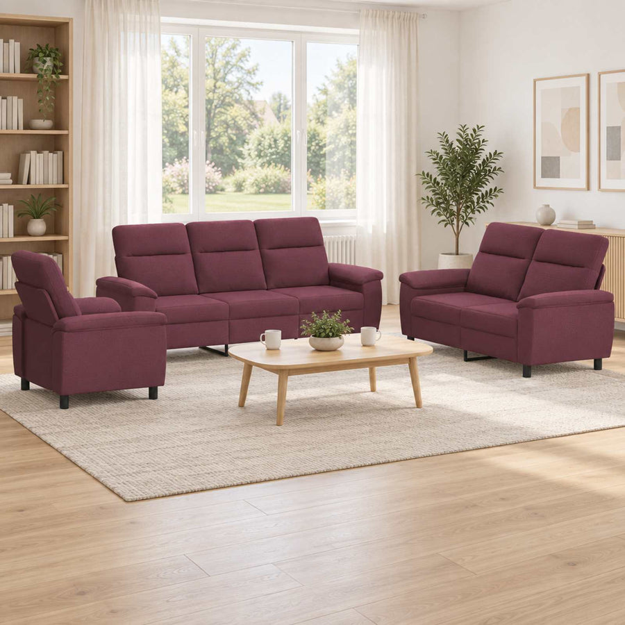 Bankstel 3 pcs Paars Stof