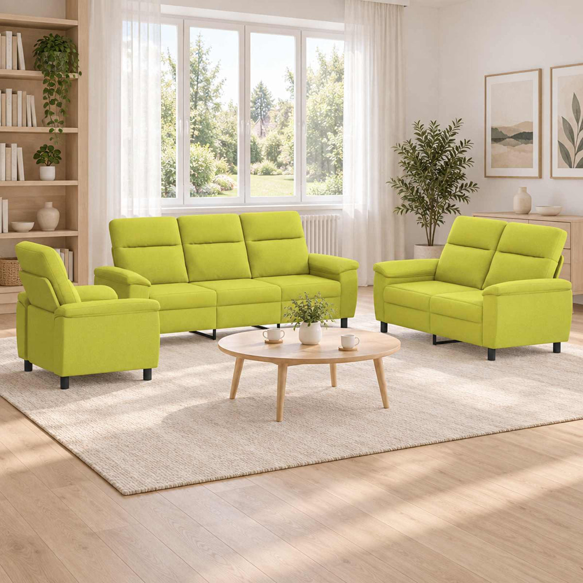 Bankstel 3 pcs Lichtgroen Stof