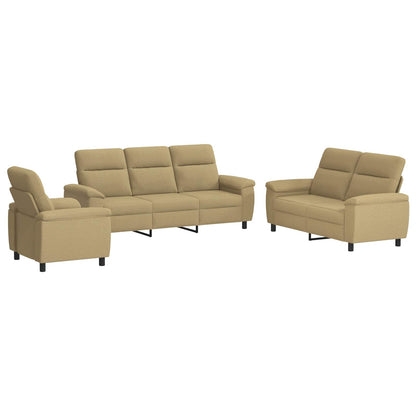 Bankstel 3 pcs Licht Bruin Stof