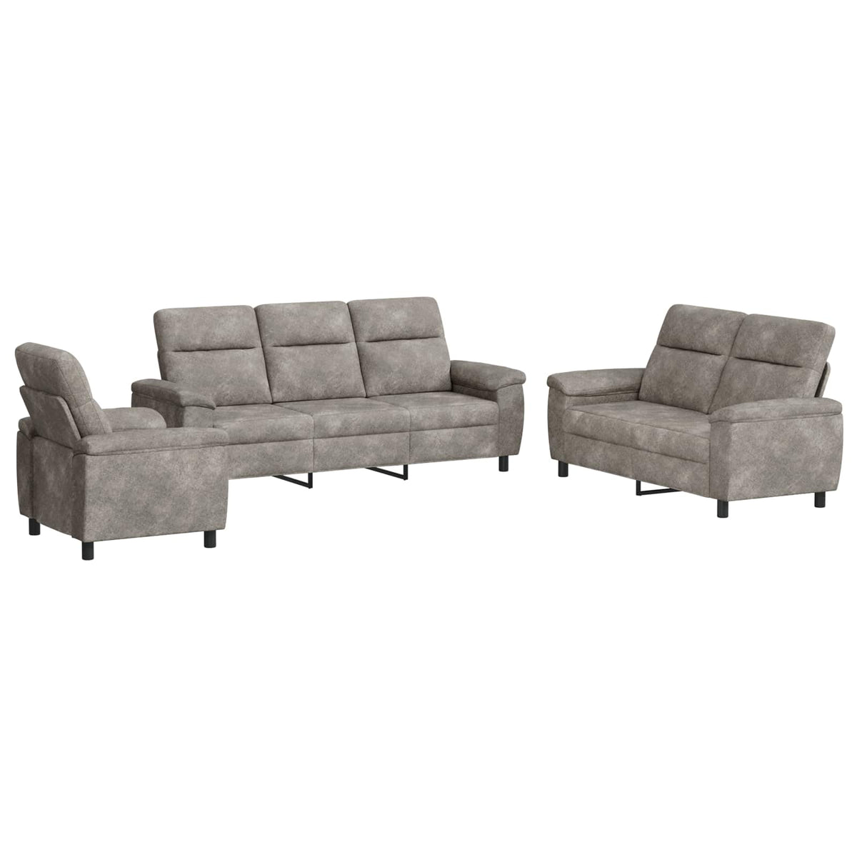 Bankstel 3 pcs Lichtgrijs Nep Suede Leer