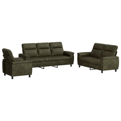 Bankstel 3 pcs Legergroen Nep Suede Leer