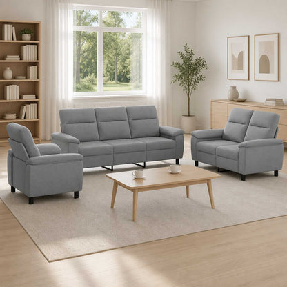 Bankstel 3 pcs Lichtgrijs Stof