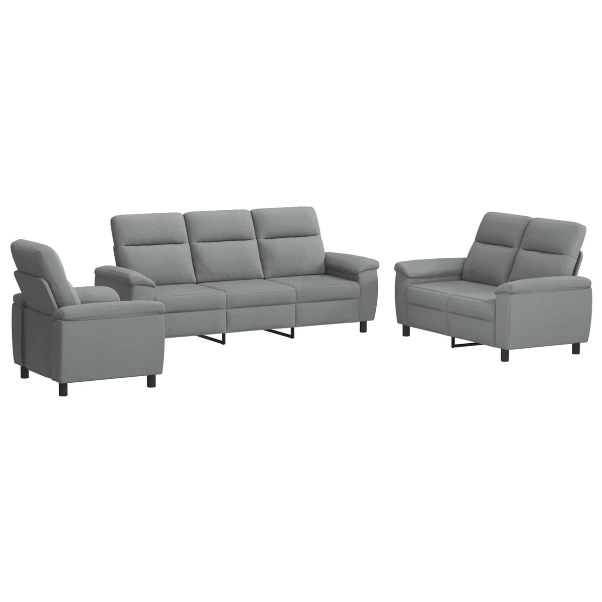 Bankstel 3 pcs Lichtgrijs Stof