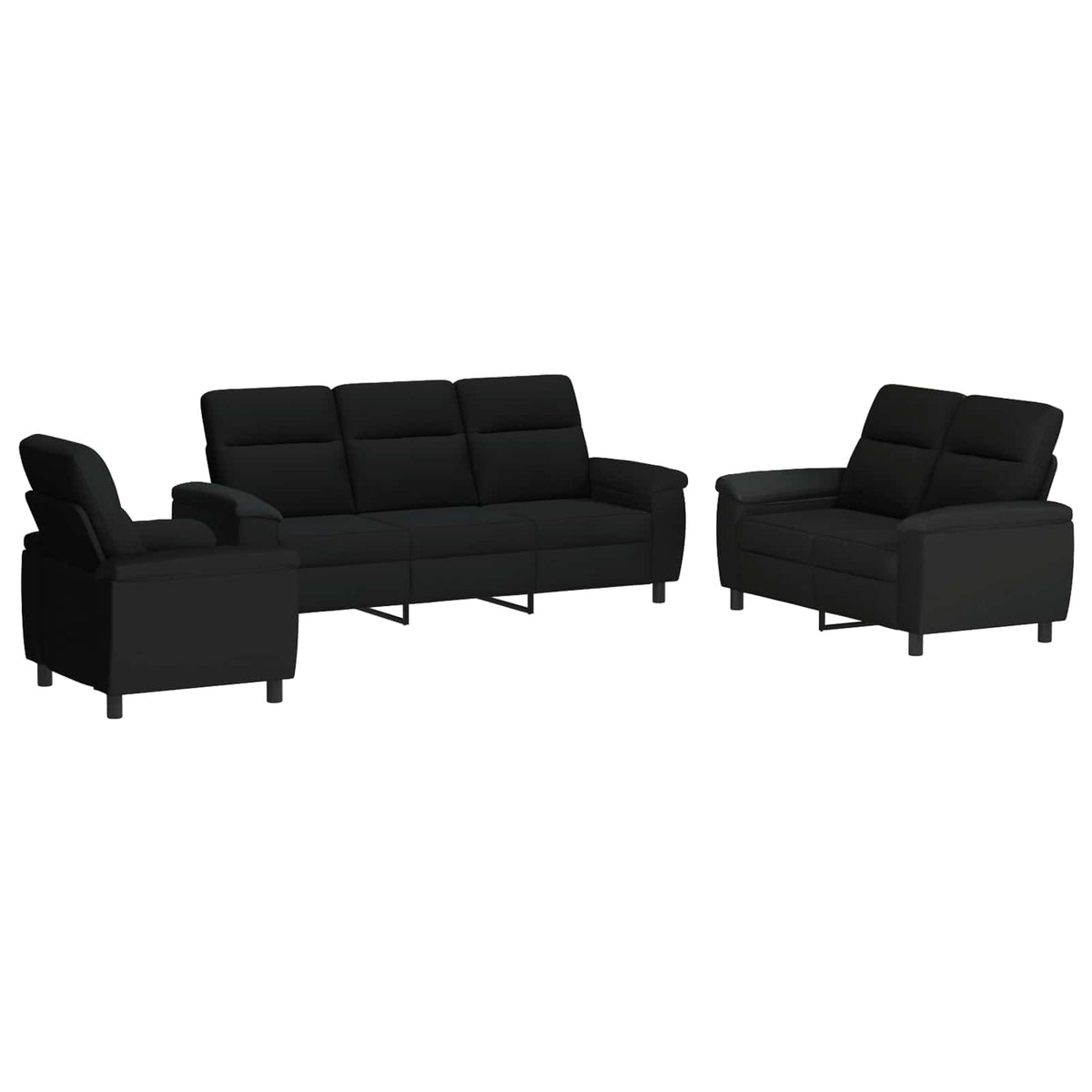 Bankstel 3 pcs Zwart Stof