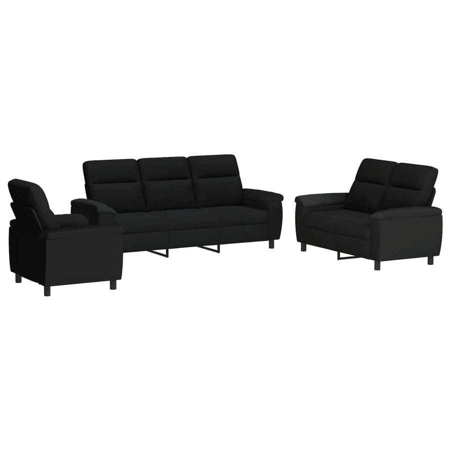 Bankstel 3 pcs Zwart Stof