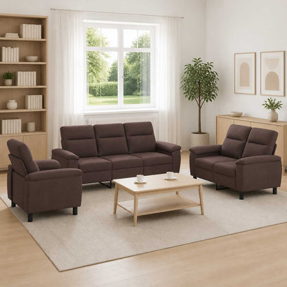 Bankstel 3 pcs Donkerbruin Stof