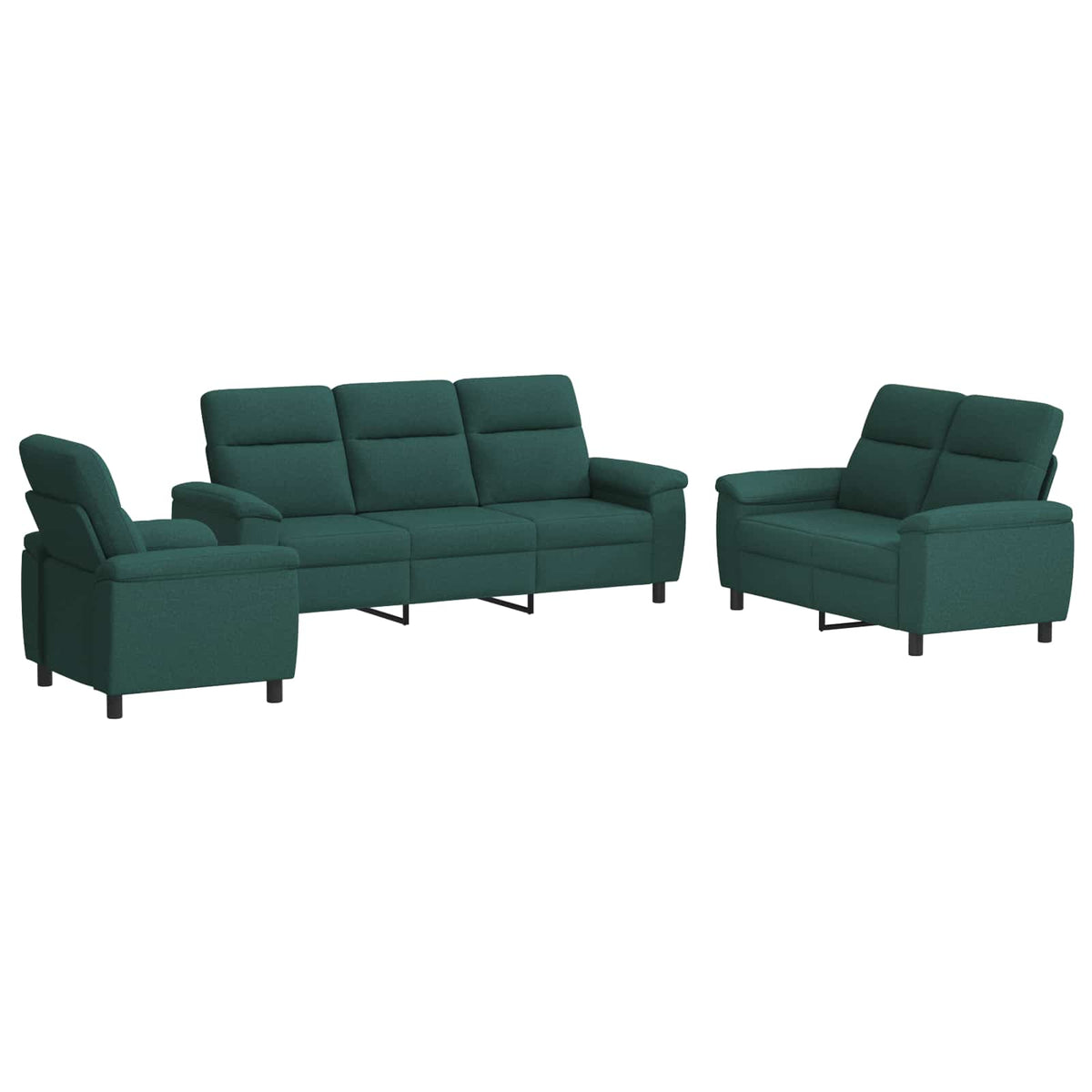 Bankstel 3 pcs Donkergroen Stof
