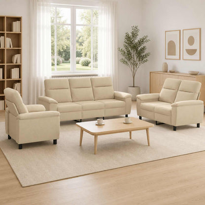 Bankstel 3 pcs Crèmekleurig Stof