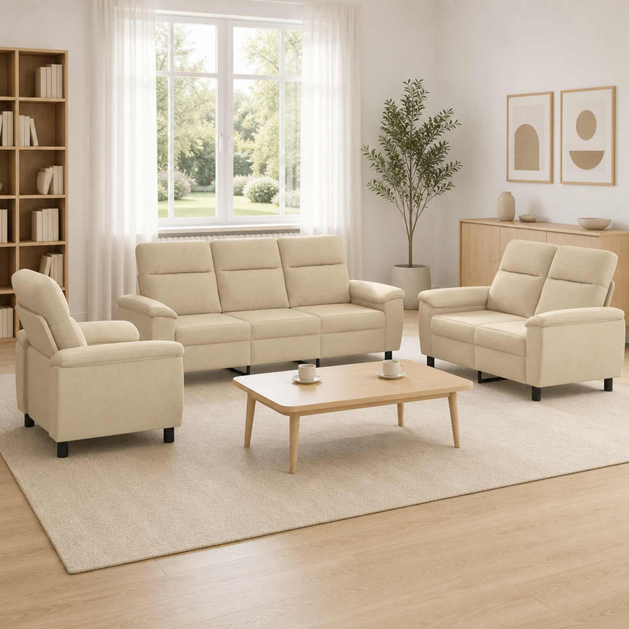 Bankstel 3 pcs Crèmekleurig Stof