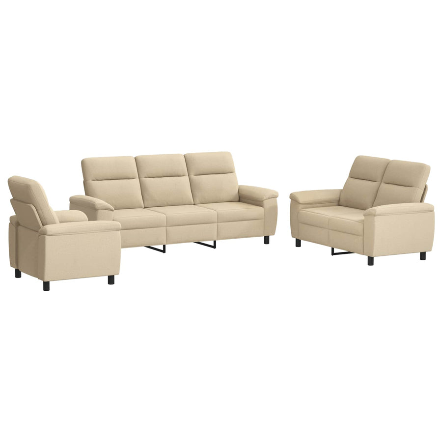 Bankstel 3 pcs Crèmekleurig Stof