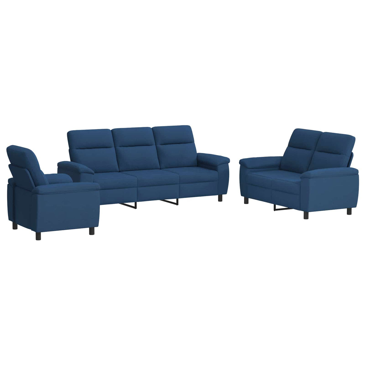 Bankstel 3 pcs Blauw Stof