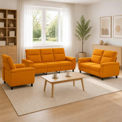 Bankstel 3 pcs Donkergeel Stof