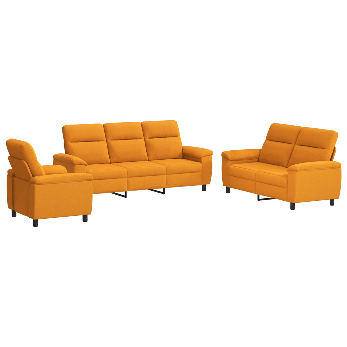 Bankstel 3 pcs Donkergeel Stof