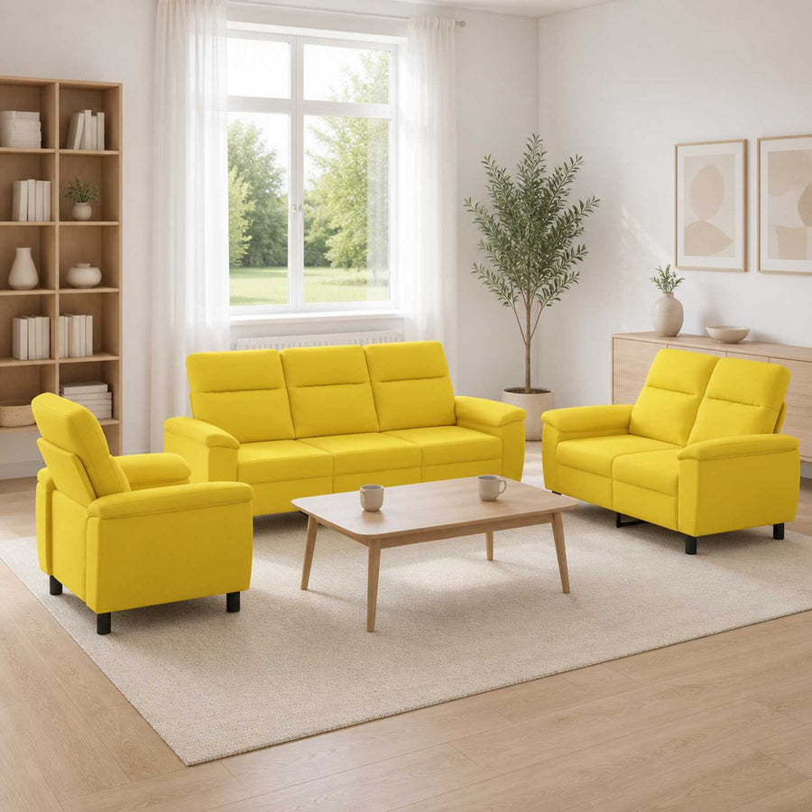 Bankstel 3 pcs Lichtgeel Stof