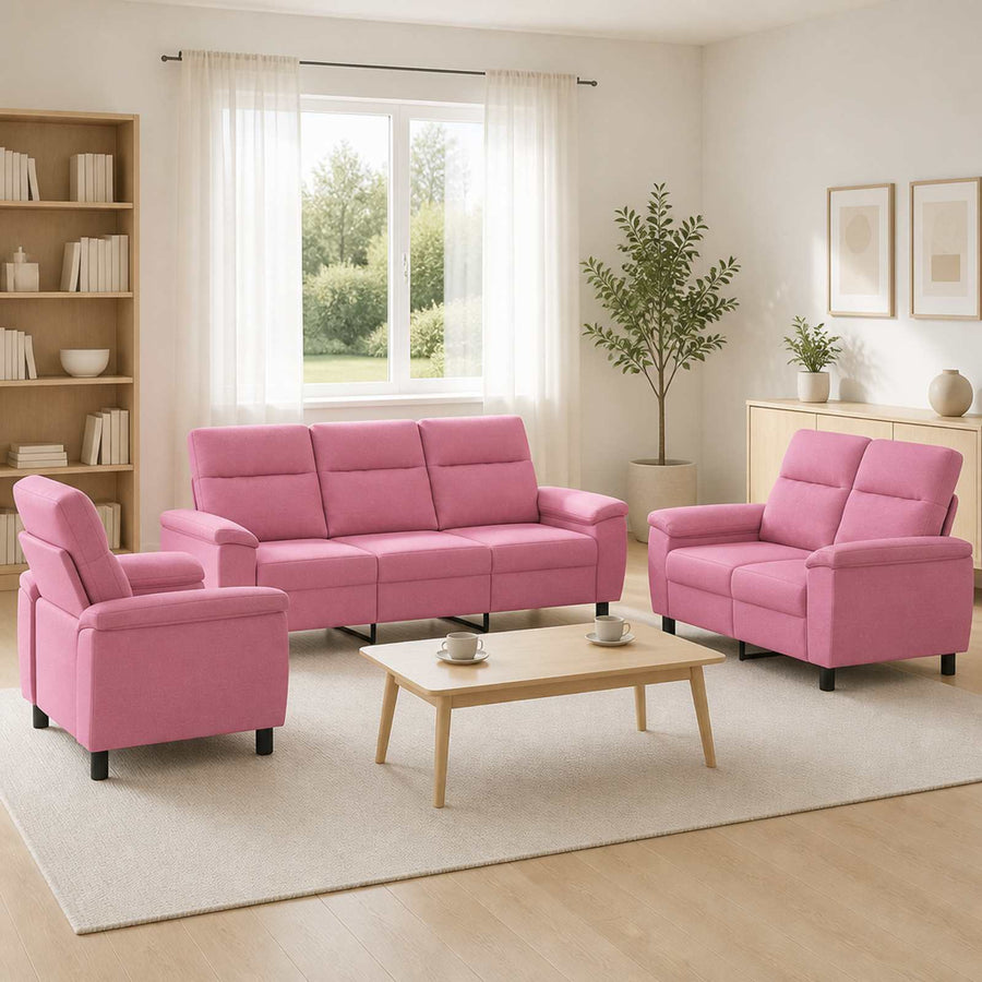 Bankstel 3 pcs Roze Stof