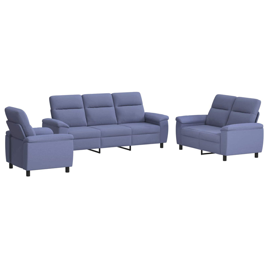 Bankstel 3 pcs Jeans Blauw Stof