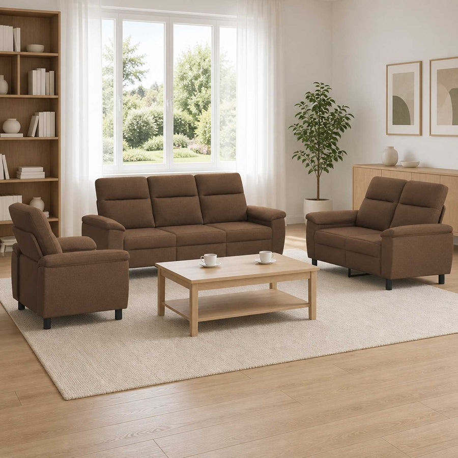 Bankstel 3 pcs Bruin Stof