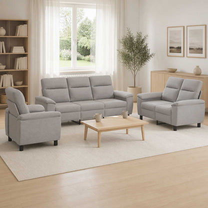 Bankstel 3 pcs Wolkengrijs Stof