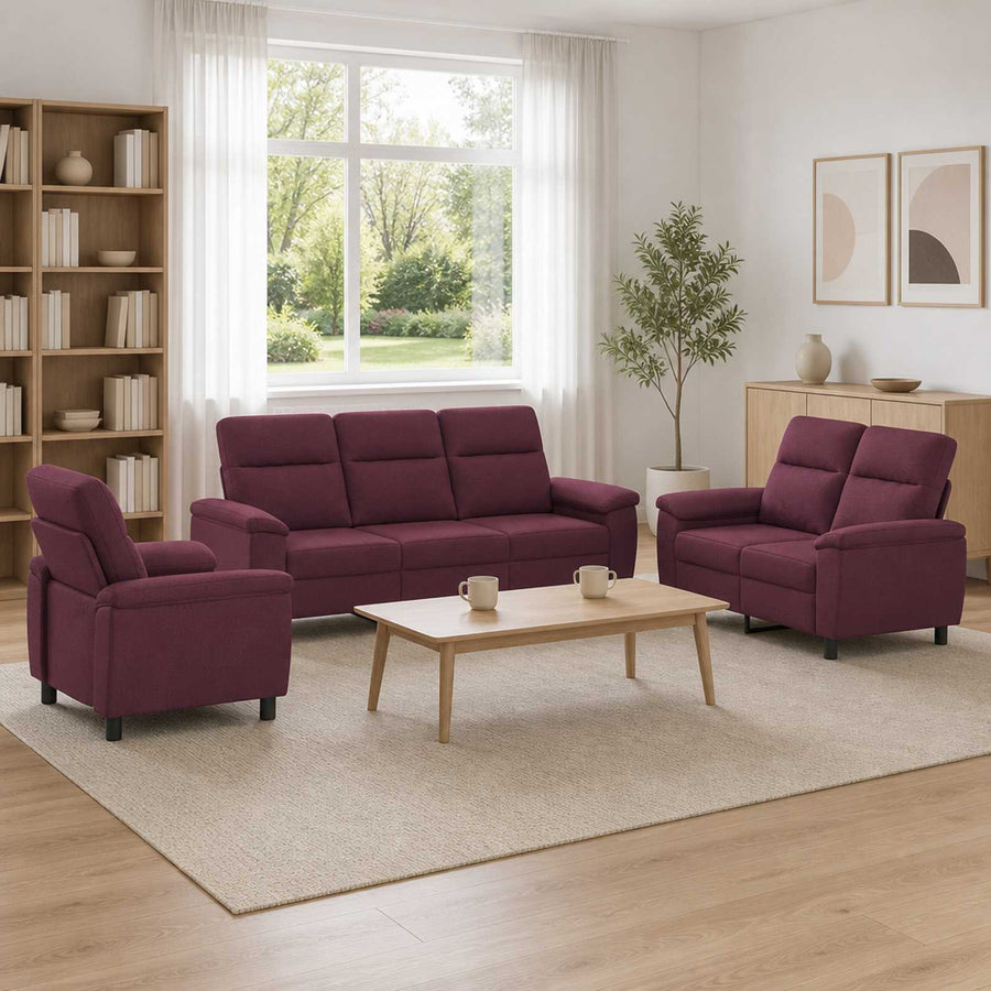 Bankstel 3 pcs Paars Stof