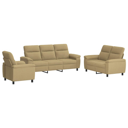 Bankstel 3 pcs Licht Bruin Stof