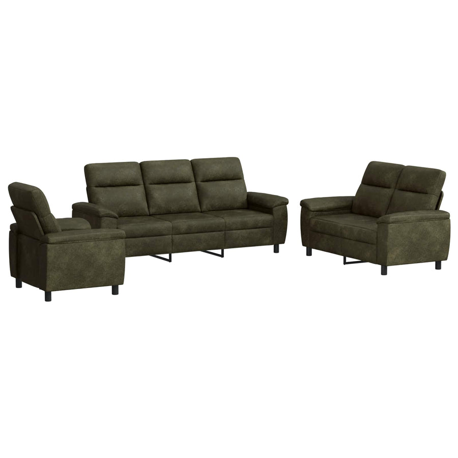 Bankstel 3 pcs Bruin Nep Suede Leer