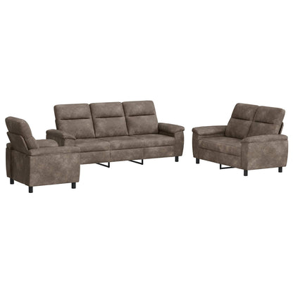 Bankstel 3 pcs Lichtgrijs Nep Suede Leer